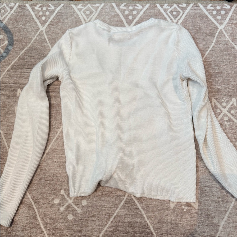 Madewell Cream Knotted Long Sleeve Top - Picture 3 of 7